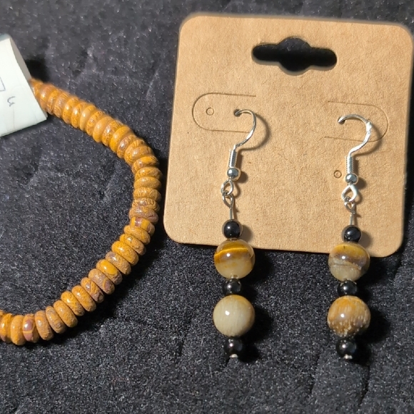 Jewelry - Tiger Eye Natural Gemstone Bracelet And Earring Set